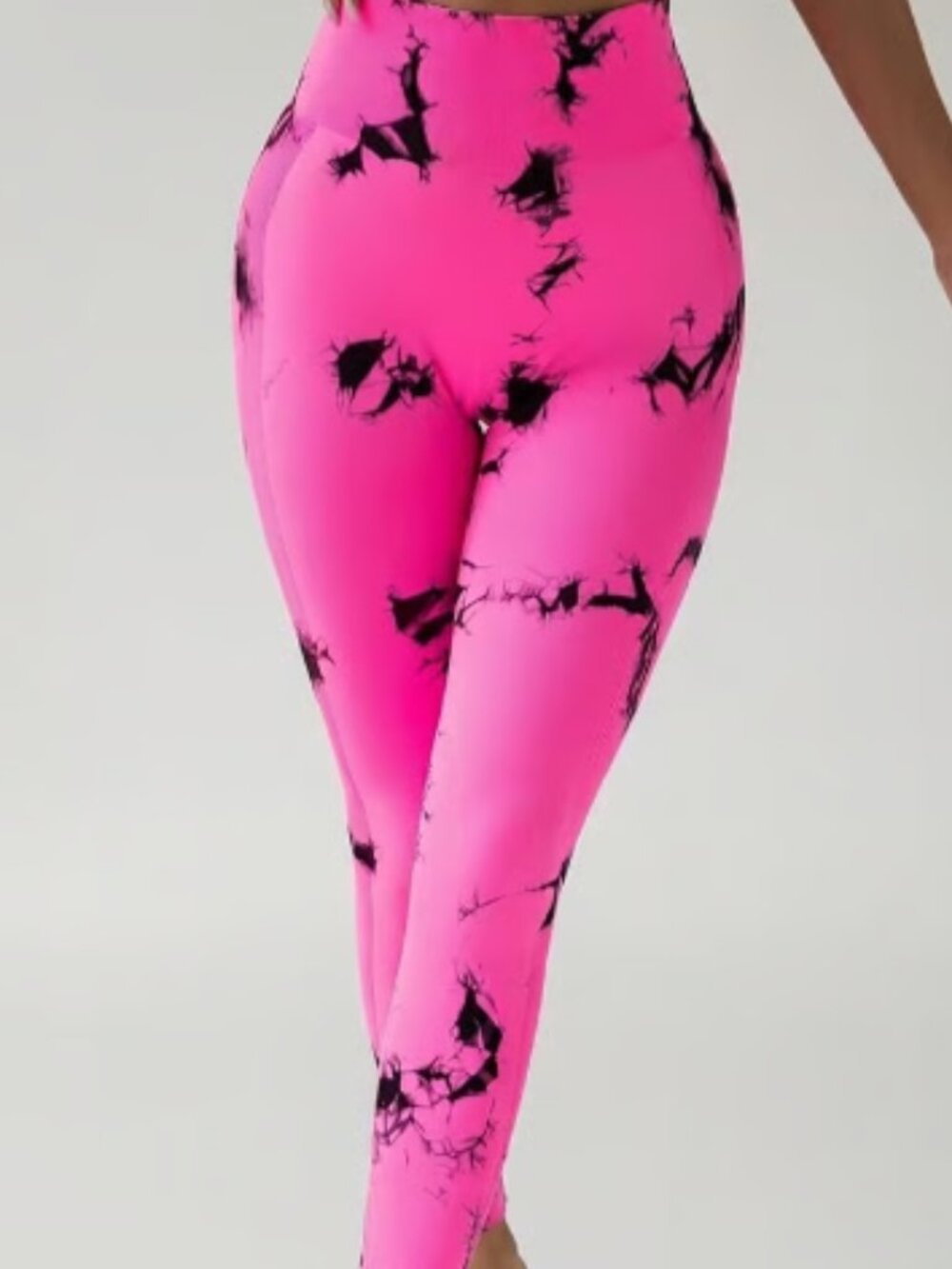 Women's Hot Pink & Black Tie Dye Full Length Leggings~L-XL~12-14